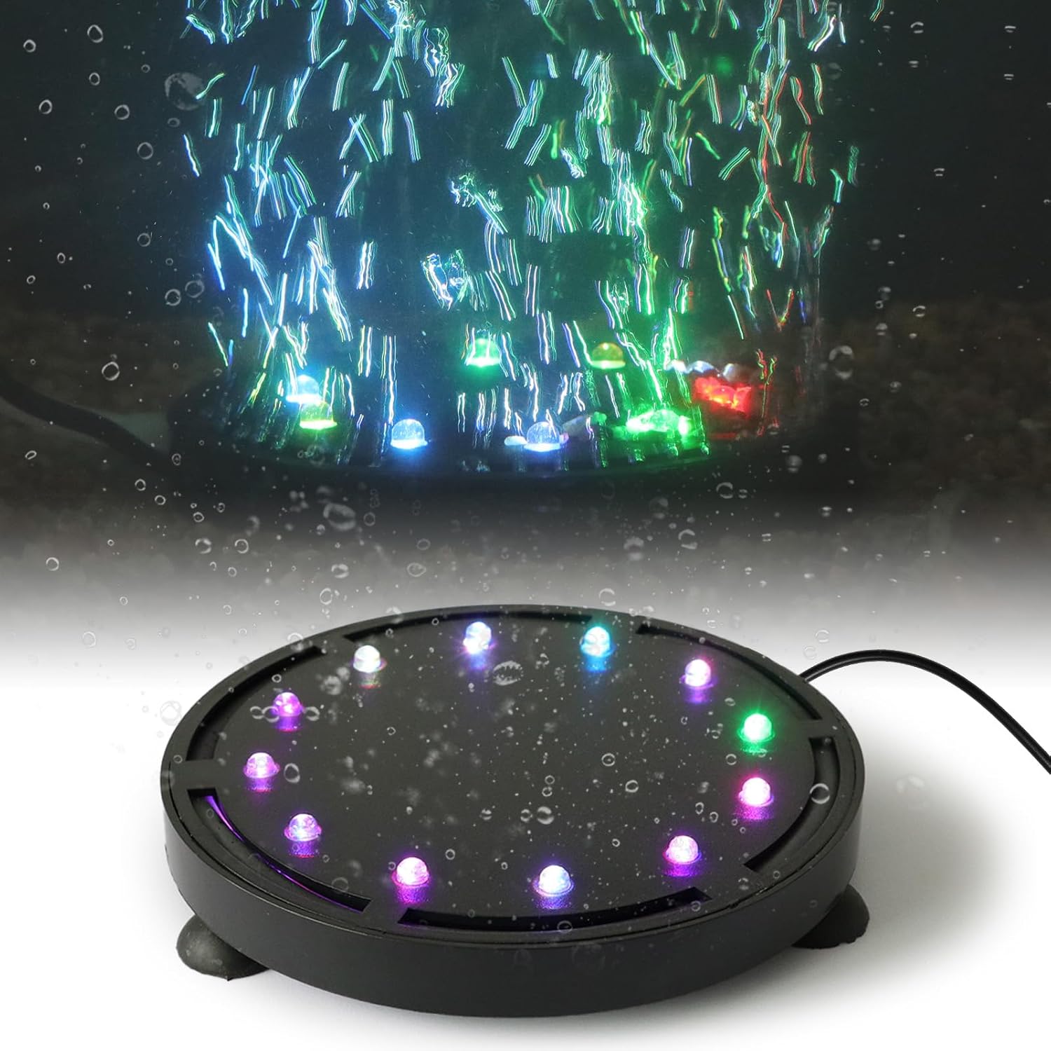 Air Stone Diffuser - Akvaryum Kabarcık Işığı 9/12 LED'li, Dalgıç